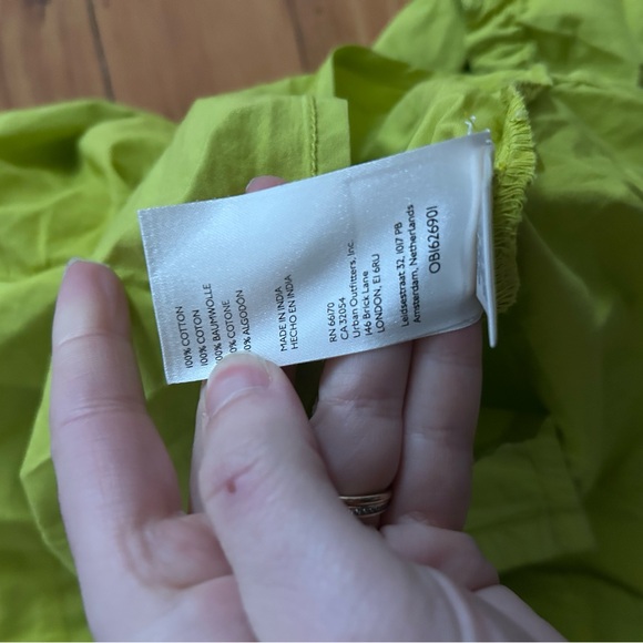 Pilcro Anthropologie Drawstring Chartreuse Poplin Button Blouse medium green - Picture 8 of 10